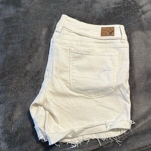 White jean shorts.